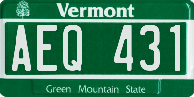 VT license plate AEQ431