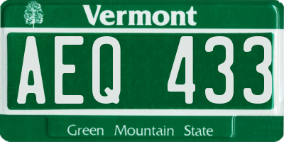 VT license plate AEQ433