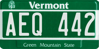 VT license plate AEQ442