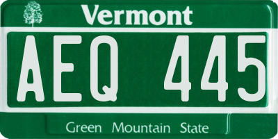 VT license plate AEQ445