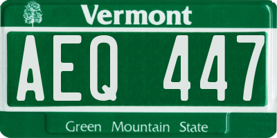 VT license plate AEQ447
