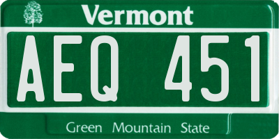 VT license plate AEQ451