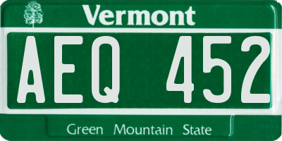 VT license plate AEQ452