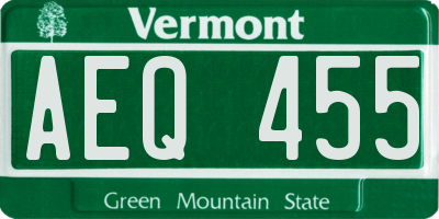 VT license plate AEQ455