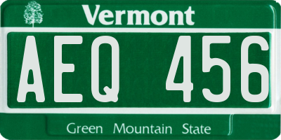 VT license plate AEQ456