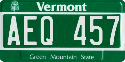 VT license plate AEQ457
