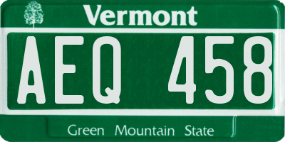 VT license plate AEQ458