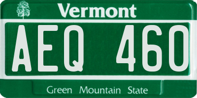 VT license plate AEQ460
