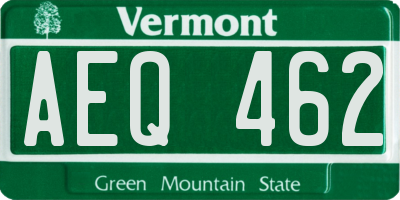 VT license plate AEQ462