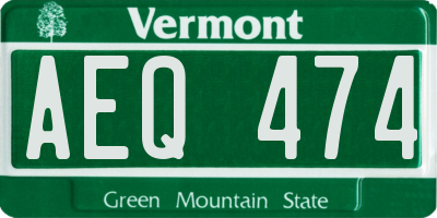 VT license plate AEQ474