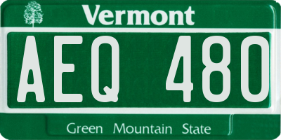 VT license plate AEQ480