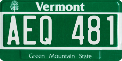 VT license plate AEQ481