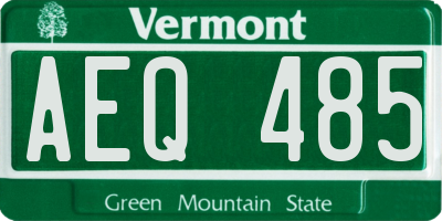 VT license plate AEQ485