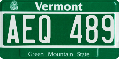 VT license plate AEQ489