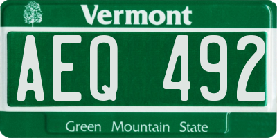 VT license plate AEQ492
