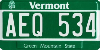 VT license plate AEQ534