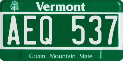 VT license plate AEQ537