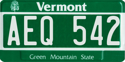 VT license plate AEQ542