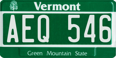 VT license plate AEQ546