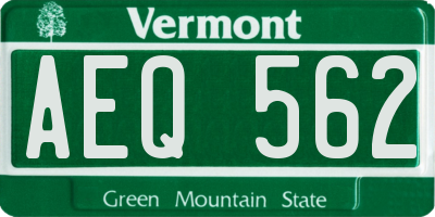 VT license plate AEQ562