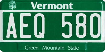 VT license plate AEQ580