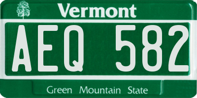 VT license plate AEQ582