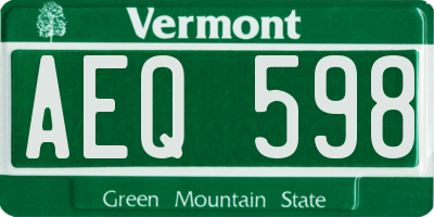 VT license plate AEQ598