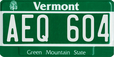 VT license plate AEQ604