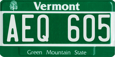 VT license plate AEQ605