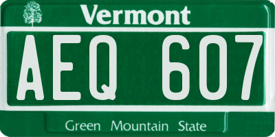 VT license plate AEQ607