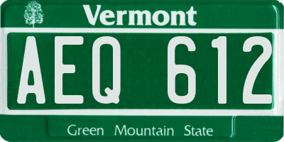 VT license plate AEQ612