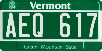 VT license plate AEQ617
