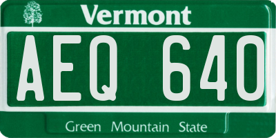 VT license plate AEQ640