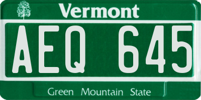 VT license plate AEQ645