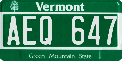 VT license plate AEQ647