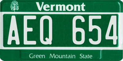 VT license plate AEQ654