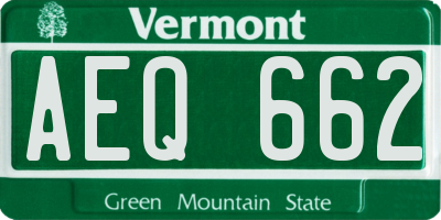 VT license plate AEQ662