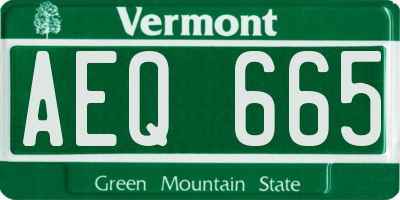 VT license plate AEQ665