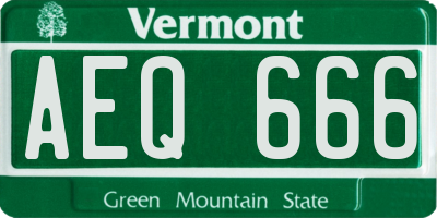 VT license plate AEQ666