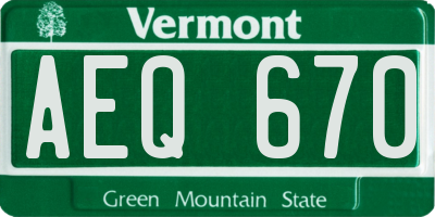 VT license plate AEQ670