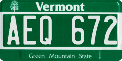 VT license plate AEQ672
