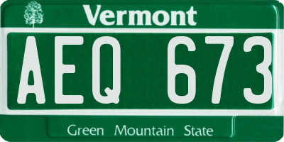 VT license plate AEQ673