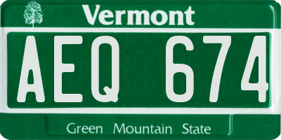 VT license plate AEQ674