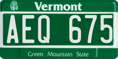 VT license plate AEQ675