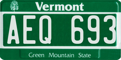 VT license plate AEQ693