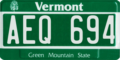 VT license plate AEQ694