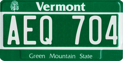 VT license plate AEQ704