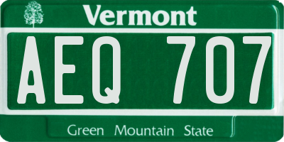 VT license plate AEQ707