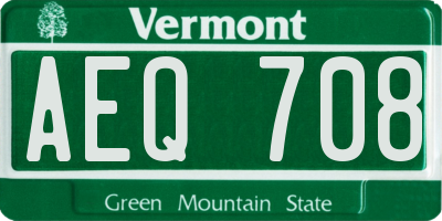 VT license plate AEQ708
