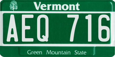 VT license plate AEQ716